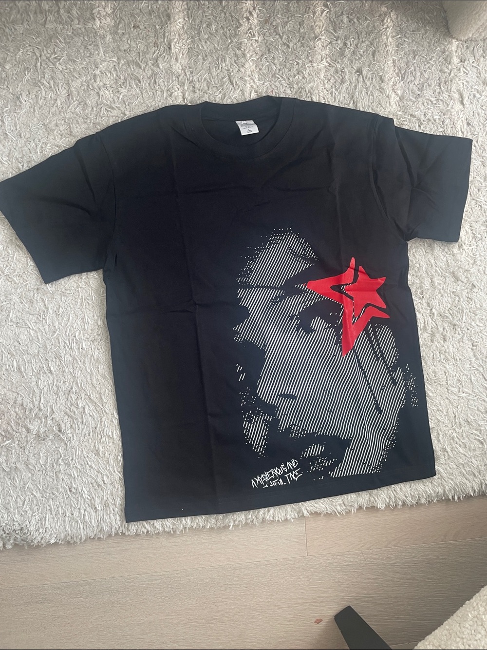 Gildan Black Tee with Red Star Graphic
